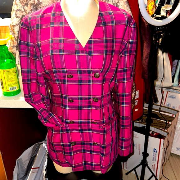 American Vintage Jackets & Coats Vintage Hot Pink Plaid Double